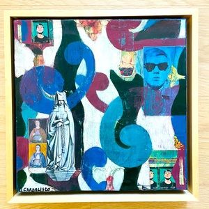 Abstract Painting Mixed Media on Birch Cradled Panel Framed in a Floatin…